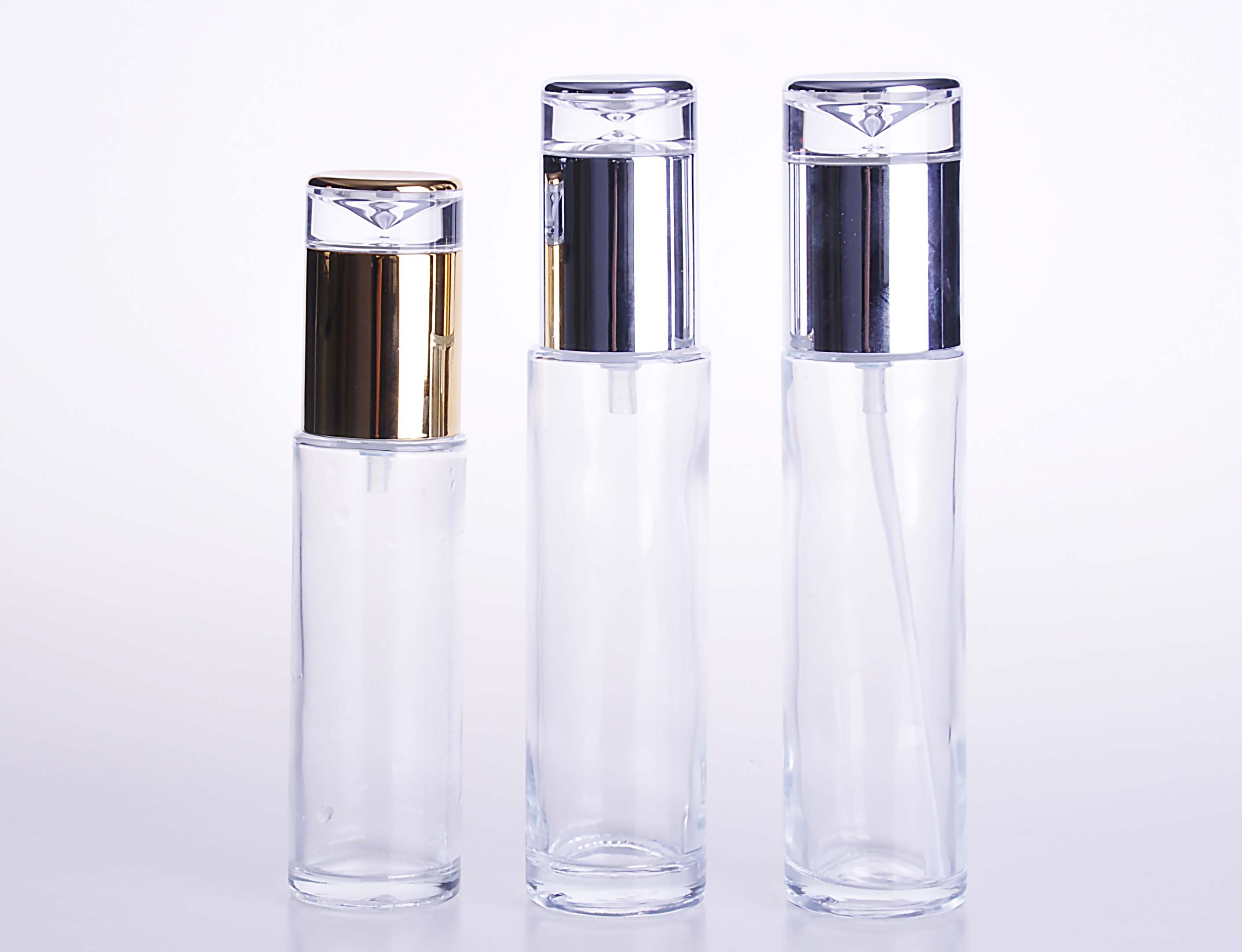 Good quality Clear Glass Lotion Bottle with Silver Caps 100ml 110ml 
