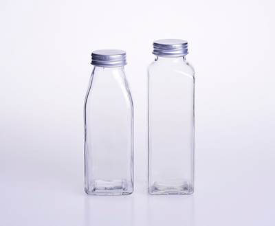 French Square Glass Juice Bottle