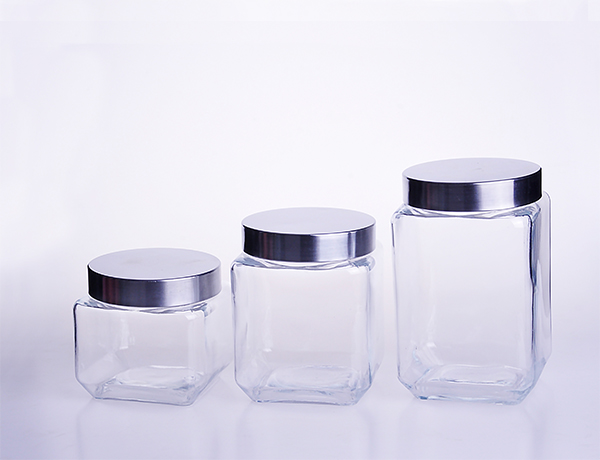 Large Square Glass Storage Jar