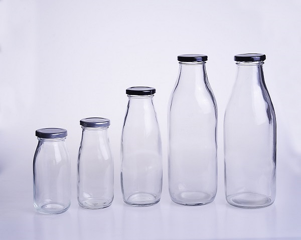 Milk Glass Bottle with Metal Lid