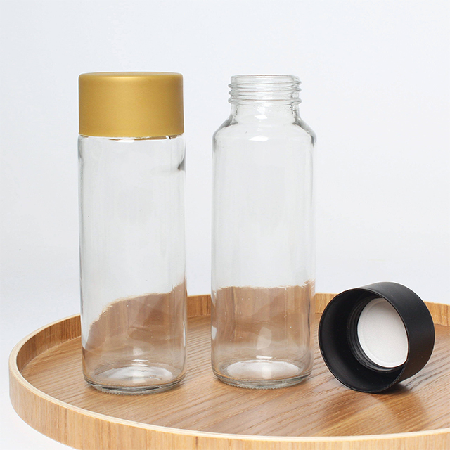 Empty Glass Juice Water Drink Bottle with Plastic Lid