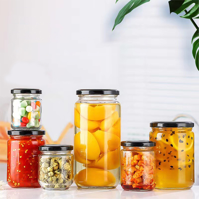 195ml 240ml 350ml 450ml 500ml 550ml 750ml Sealed Glass Pickles Honey Jar with Aluminum Lid