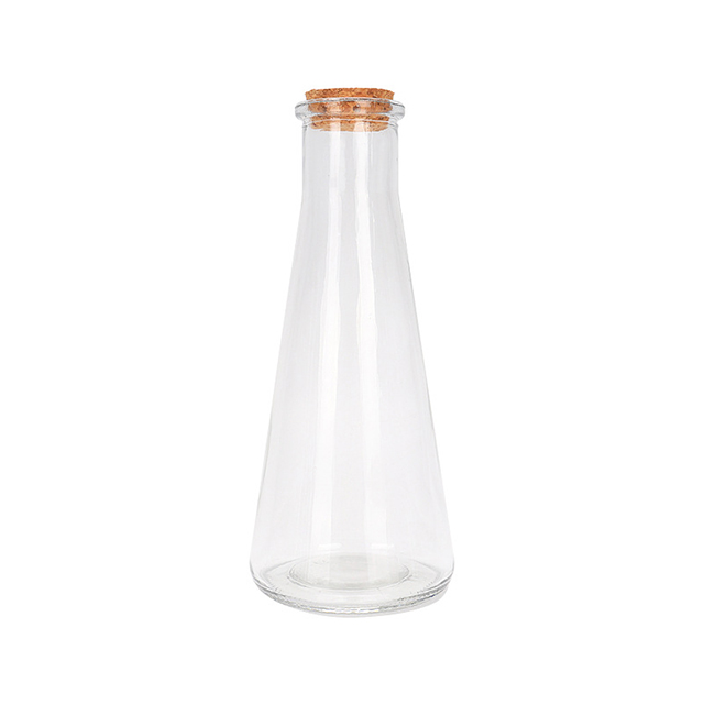 350ml Conical Glass Cold Drink Milk Bottle with Cork Aluminum Lid