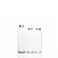 250ml 500ml Round Shape Empty Glass Juice Beverage Water Bottle with Lid