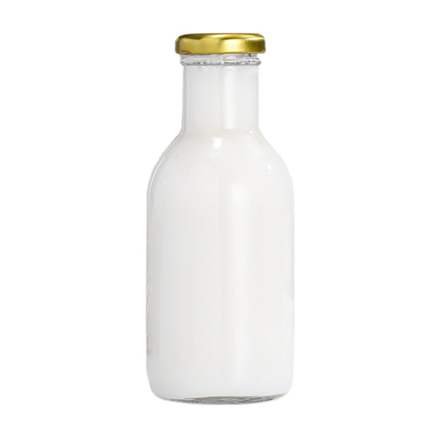 250ml Round Glass Milk Drink Juice Bottle with Lid