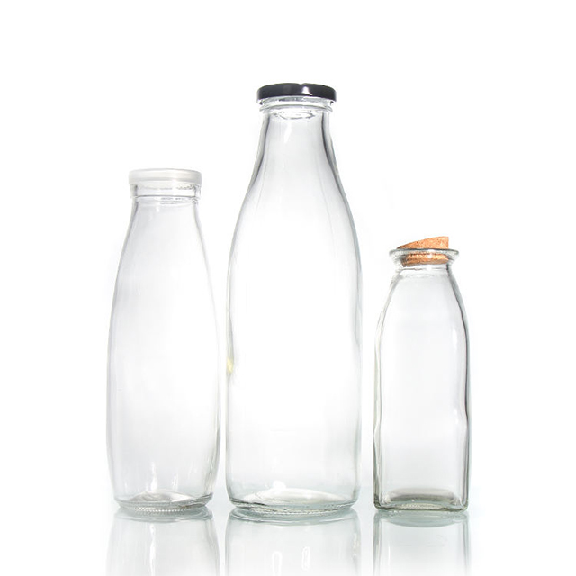 200Ml 250Ml 350Ml 500Ml 1000Ml Transparent Glass Milk Bottle With Metal Lid