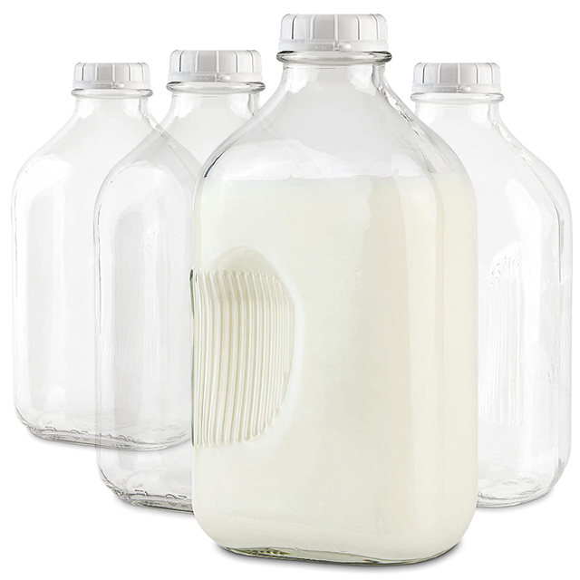 1L Glass Milk Bottle with Lid