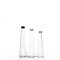 250ML 330ML Clear Taper Glass Fruit Ice Water Bottles with Aluminum Lid