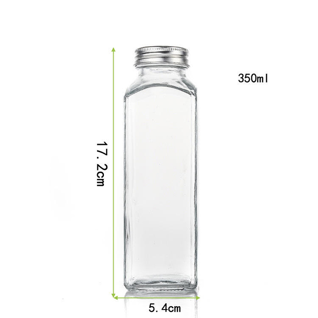 350ml Square Empty Sealed Milk Juice Beverage Bottle with Aluminum Cap