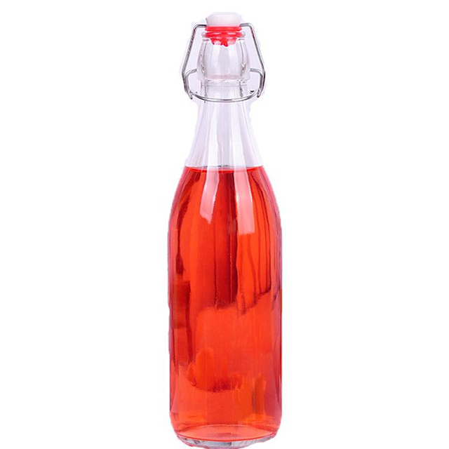 250ml 500ml 1000ml Sealed Clip Clear Glass Drink Fruit Wine Bottle